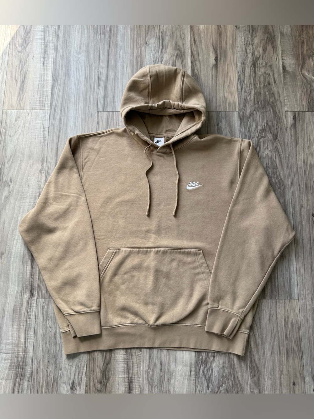 Nike Tan Pullover Hoodie with Embroidered White Swoosh